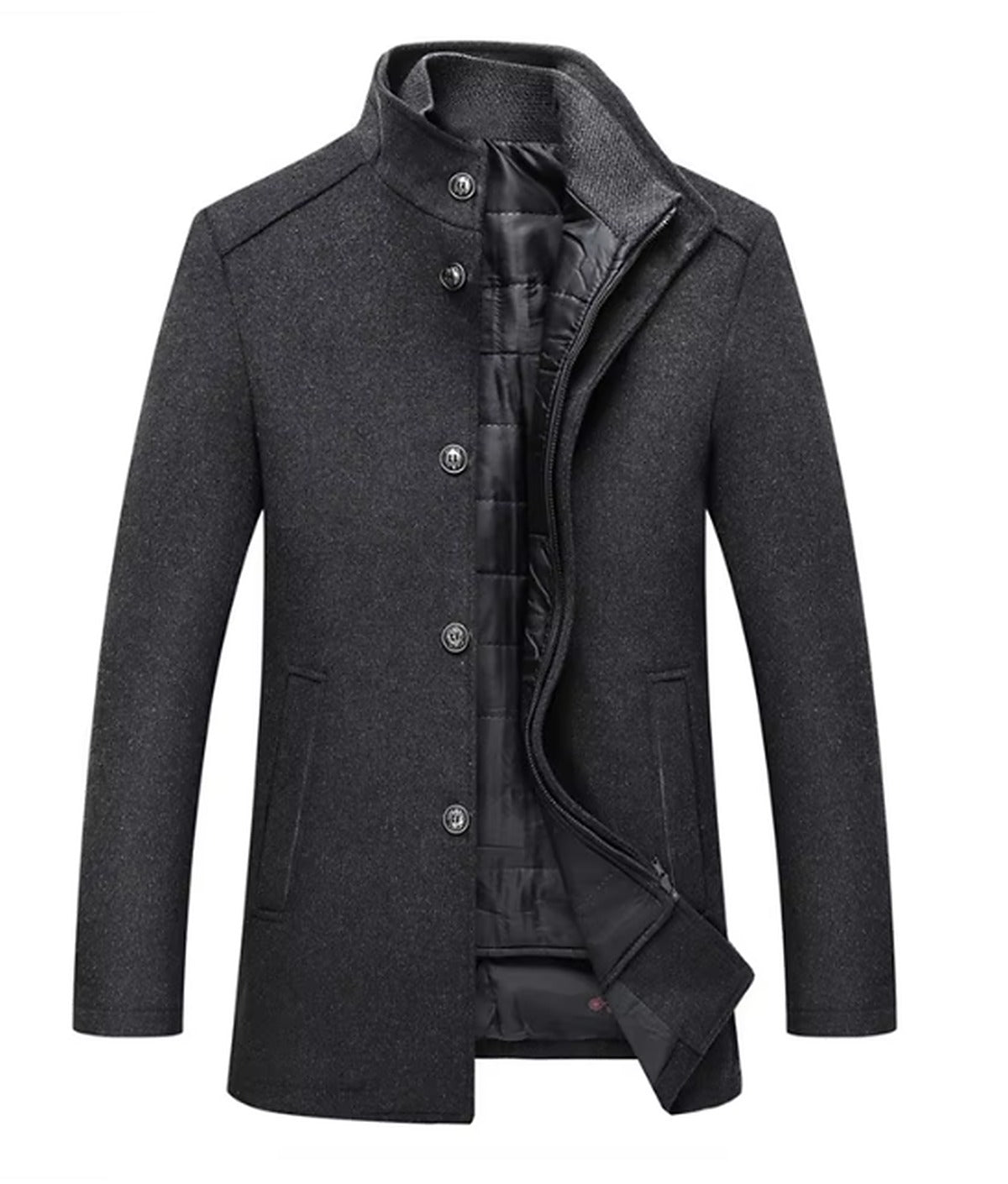 Gabriel - Manteau homme hiver long classique à col montant chaud et zippé