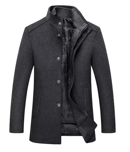 Gabriel - Manteau homme hiver long classique à col montant chaud et zippé