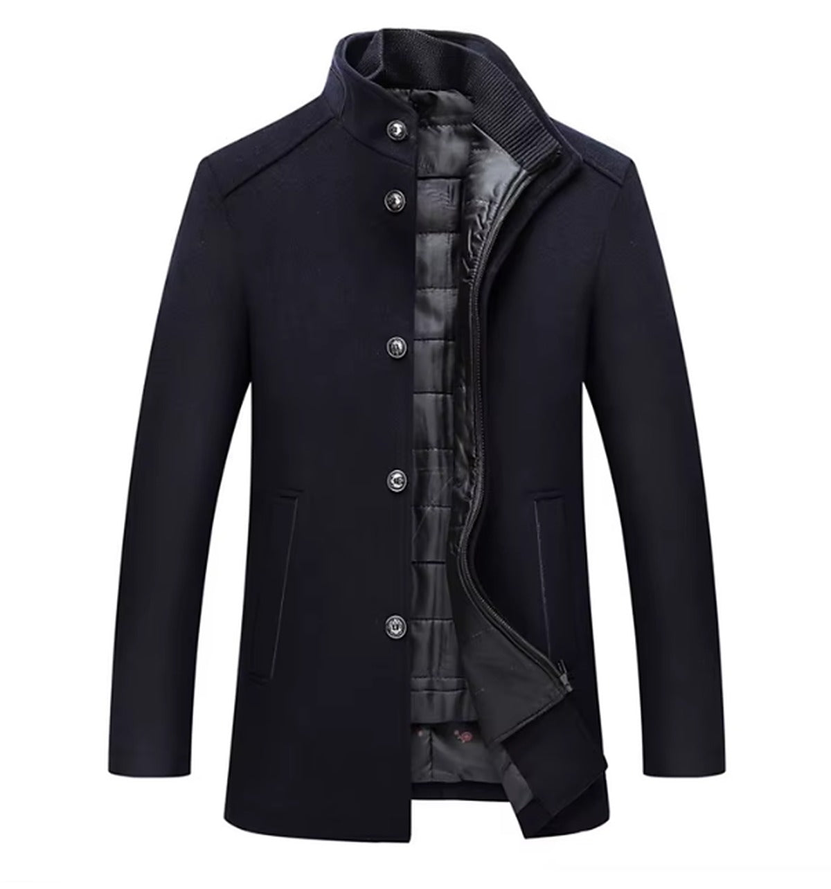 Gabriel - Manteau homme hiver long classique à col montant chaud et zippé