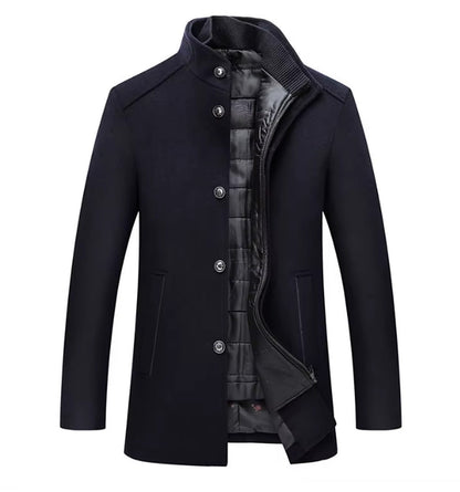 Gabriel - Manteau homme hiver long classique à col montant chaud et zippé