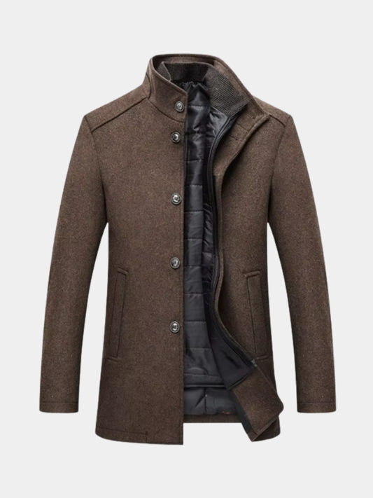 Gabriel - Manteau homme hiver long classique à col montant chaud et zippé