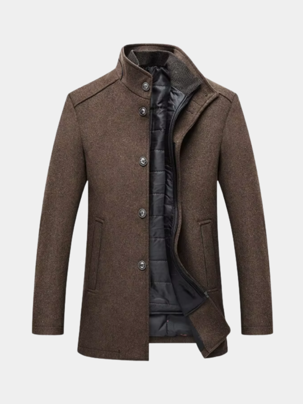 Gabriel - Manteau homme hiver long classique à col montant chaud et zippé