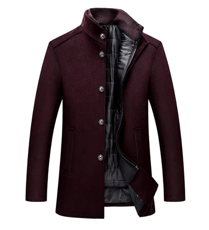 Gabriel - Manteau homme hiver long classique à col montant chaud et zippé