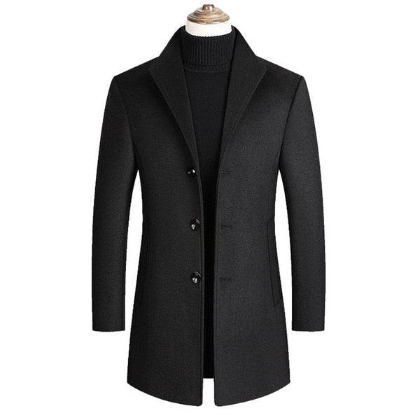 Gabriel - Manteau homme long d'hiver habillé et chaud avec col montant