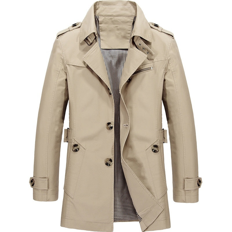 Gabriel - Trench Homme Long Imperméable avec Col à Revers et Ceinture