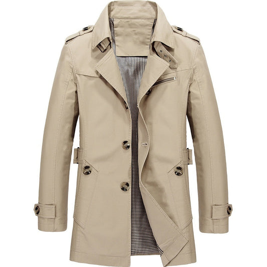Gabriel - Trench Homme Long Imperméable avec Col à Revers et Ceinture