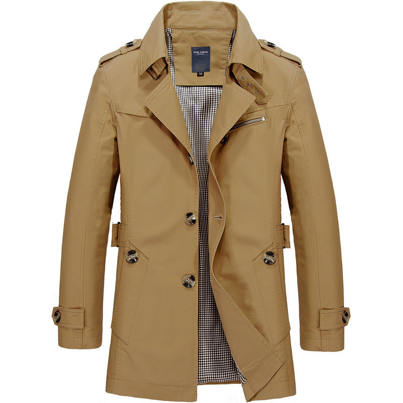 Gabriel - Trench Homme Long Imperméable avec Col à Revers et Ceinture