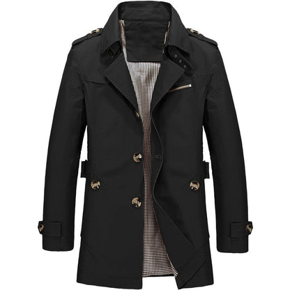 Gabriel - Trench Homme Long Imperméable avec Col à Revers et Ceinture