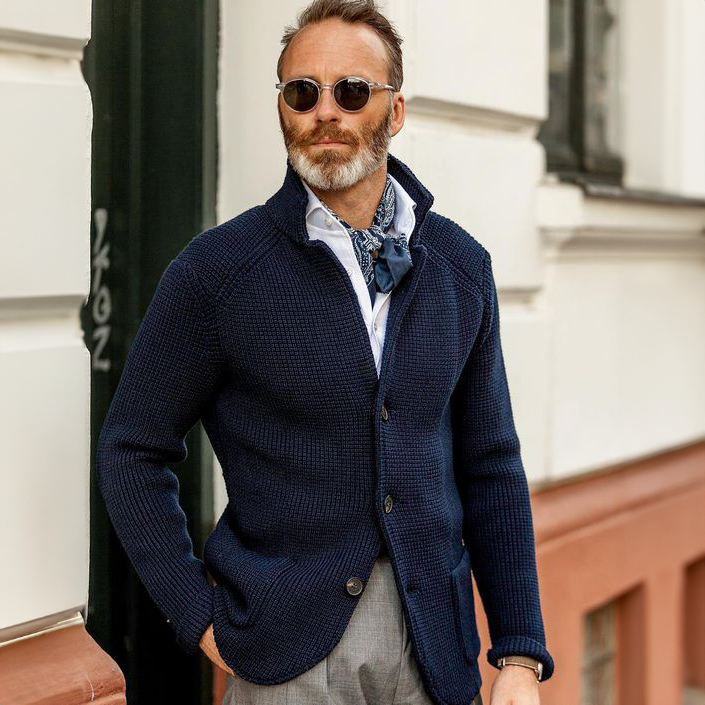 Hugo - Cardigan homme en maille et chaud avec coupe droite et confortable