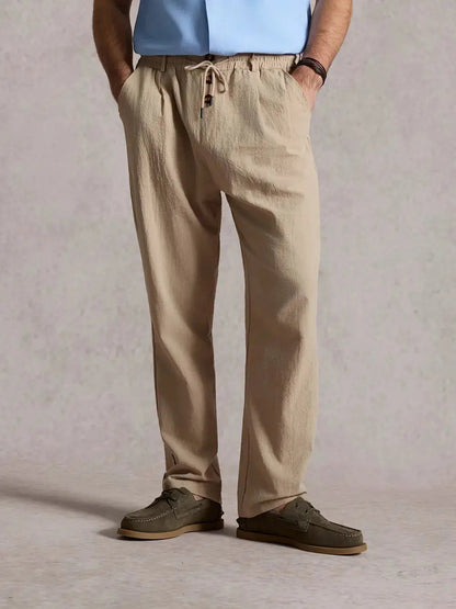 Hugo - Pantalon en Lin Homme Casual avec Taille Élastique et Cordon de Serrage