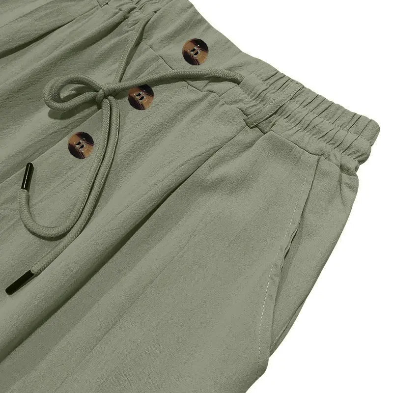 Hugo - Pantalon en Lin Homme Casual avec Taille Élastique et Cordon de Serrage