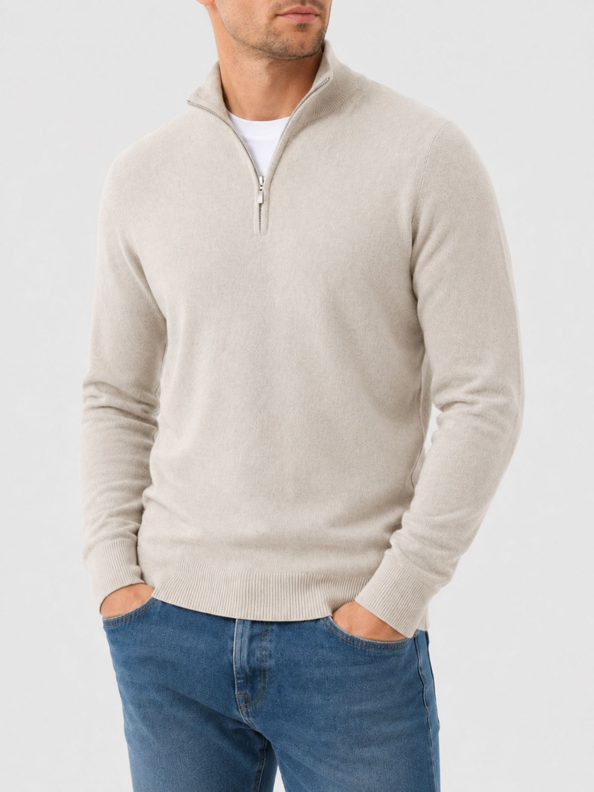 Hugo - Pull Homme Casual Smart en Maille avec Demi Zip et Col Droit