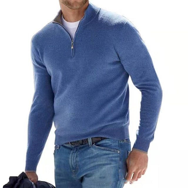 Hugo - Pull Homme Casual Smart en Maille avec Demi Zip et Col Droit