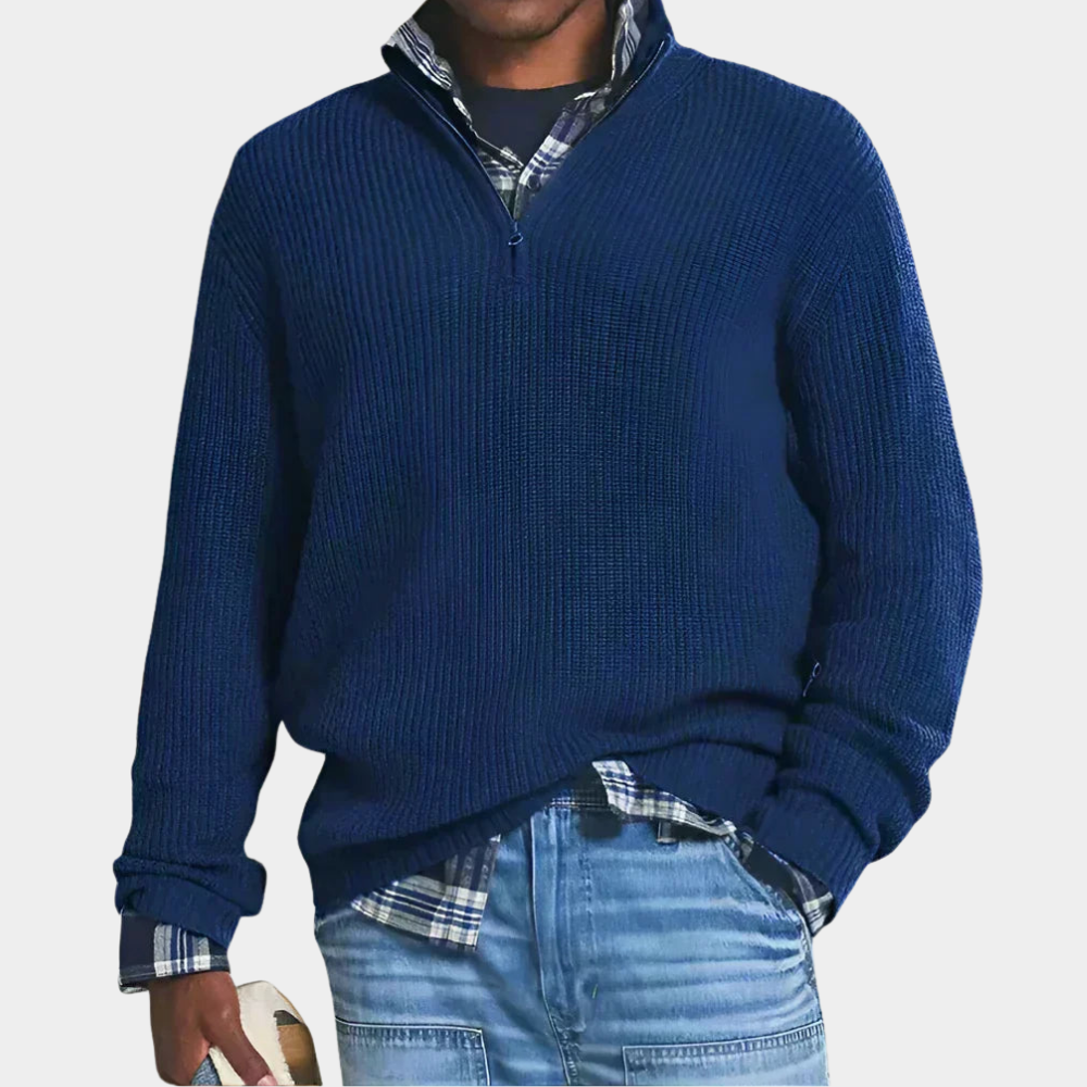 Hugo - Pull Homme Oversized à Col Zippé en Maille pour l'Automne