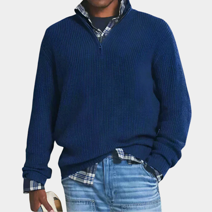 Hugo - Pull Homme Oversized à Col Zippé en Maille pour l'Automne