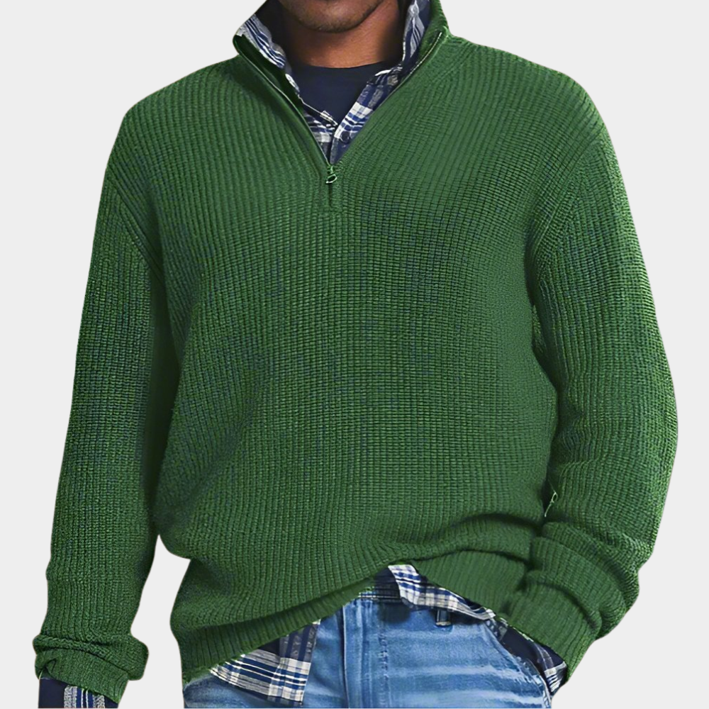 Hugo - Pull Homme Oversized à Col Zippé en Maille pour l'Automne