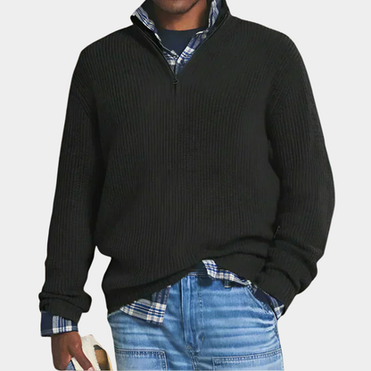 Hugo - Pull Homme Oversized à Col Zippé en Maille pour l'Automne