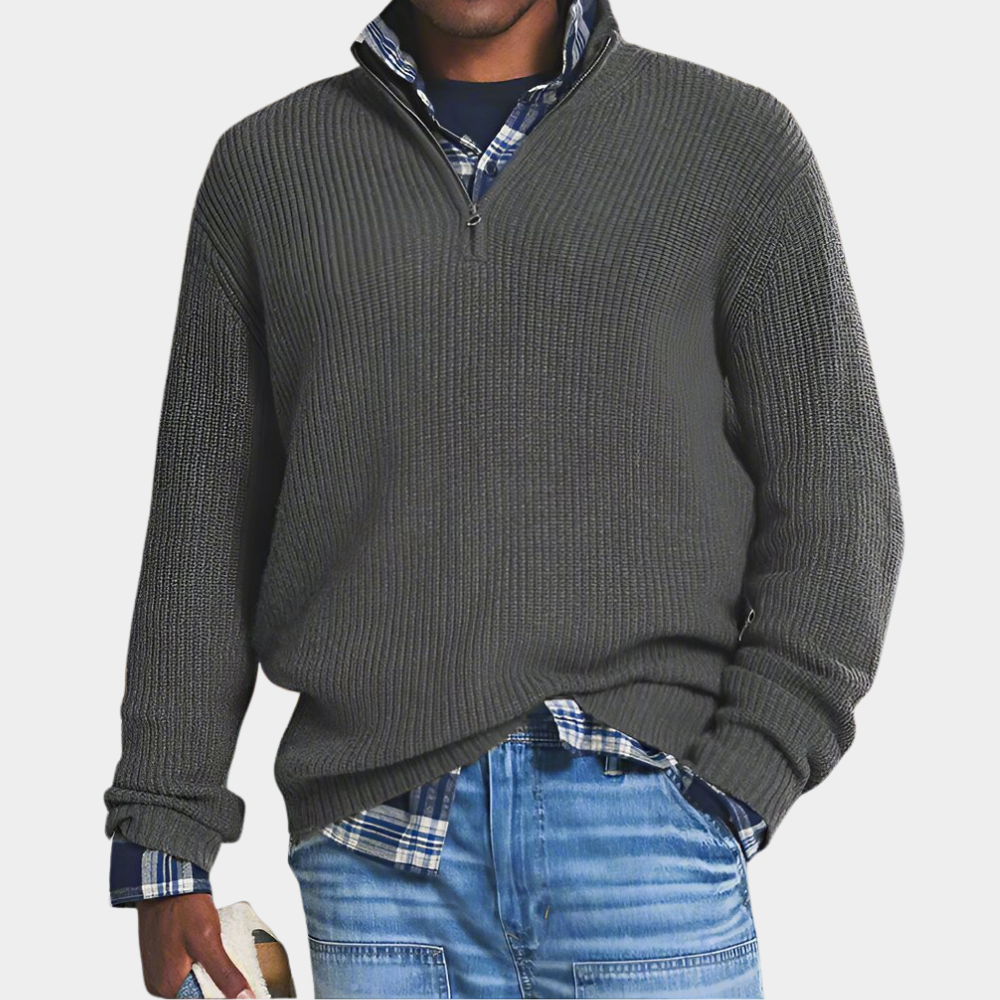 Hugo - Pull Homme Oversized à Col Zippé en Maille pour l'Automne