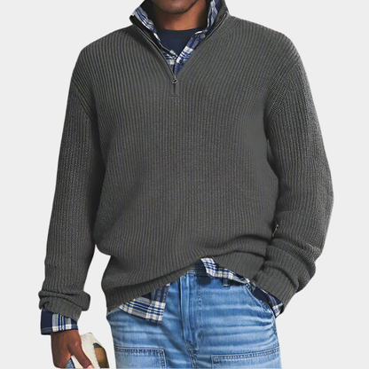 Hugo - Pull Homme Oversized à Col Zippé en Maille pour l'Automne