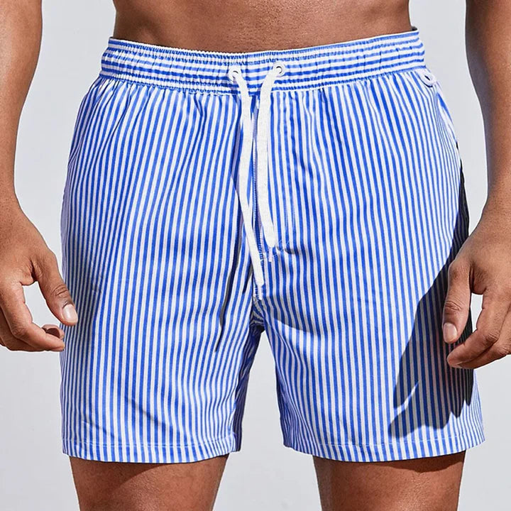 Hugo - Short de Bain Homme Rayé Décontracté avec Cordon et Coupe Légère