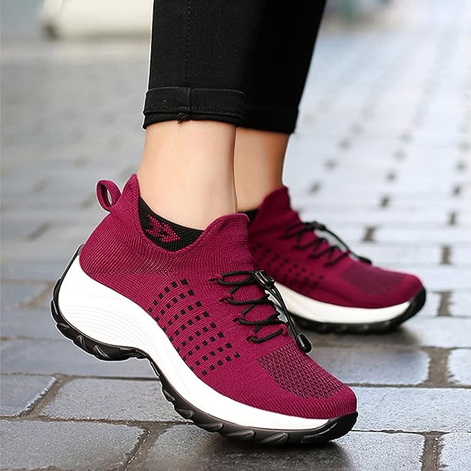 Inès - Baskets Orthopédiques Femme Tendance avec Semelle Compensée et Maintien Renforcé