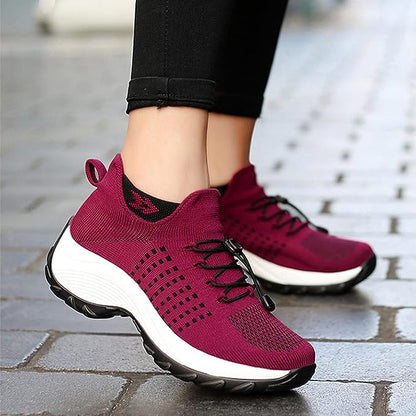 Inès - Baskets Orthopédiques Femme Tendance avec Semelle Compensée et Maintien Renforcé
