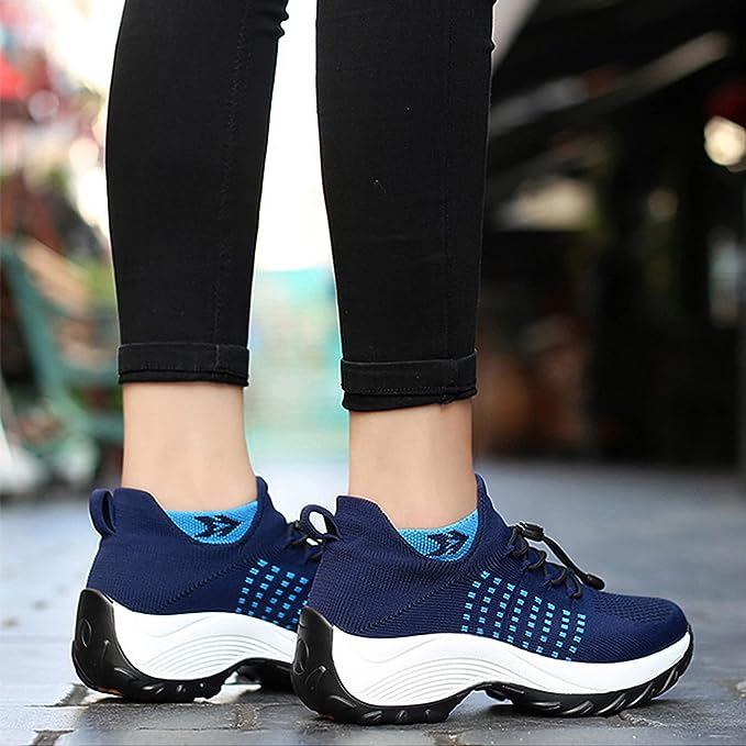 Inès - Baskets Orthopédiques Femme Tendance avec Semelle Compensée et Maintien Renforcé