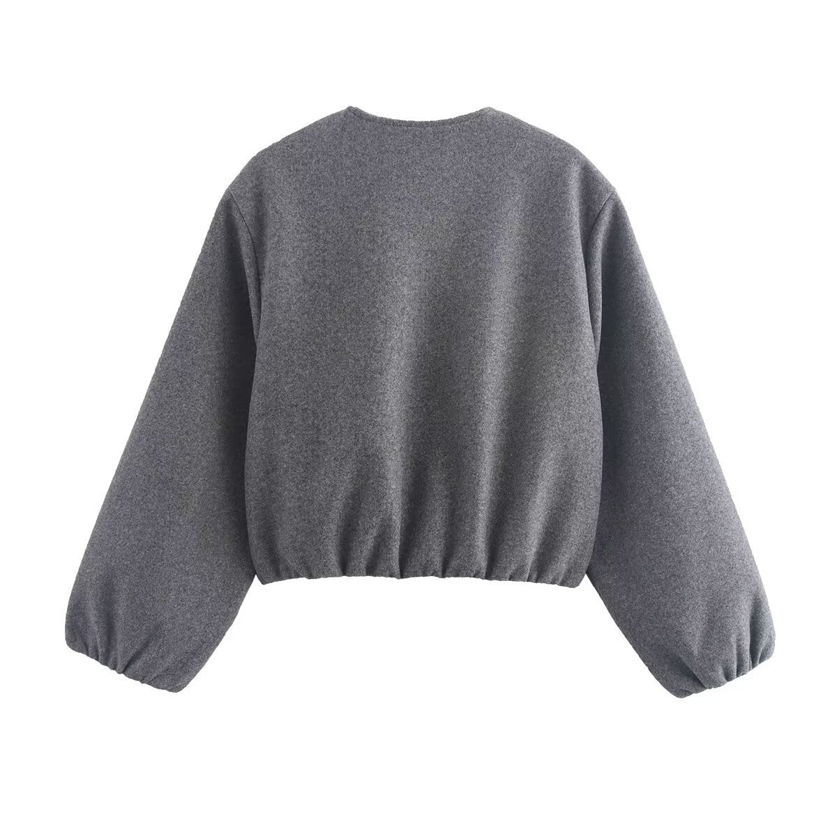 Inès - Bomber Femme d'Automne Cropped avec Fermeture Éclair et Col Rond