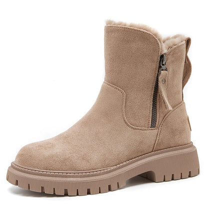 Inès - Bottines Femme Hiver Fourrées avec Fermeture Éclair et Semelle Crantée
