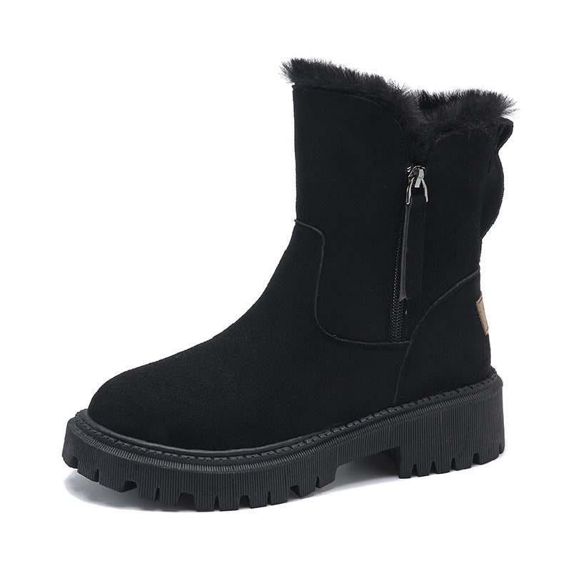 Inès - Bottines Femme Hiver Fourrées avec Fermeture Éclair et Semelle Crantée