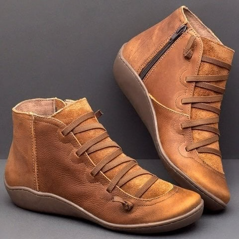 Inès - Bottines Orthopédiques Femme pour l'Automne à Lacets Zippées
