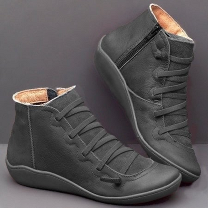 Inès - Bottines Orthopédiques Femme pour l'Automne à Lacets Zippées