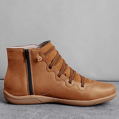 Inès - Bottines Orthopédiques Femme pour l'Automne à Lacets Zippées