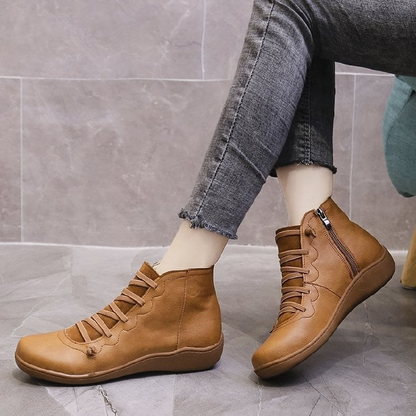 Inès - Bottines Orthopédiques Femme pour l'Automne à Lacets Zippées