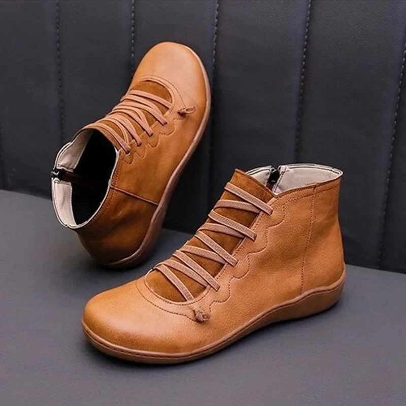 Inès - Bottines Orthopédiques Femme pour l'Automne à Lacets Zippées
