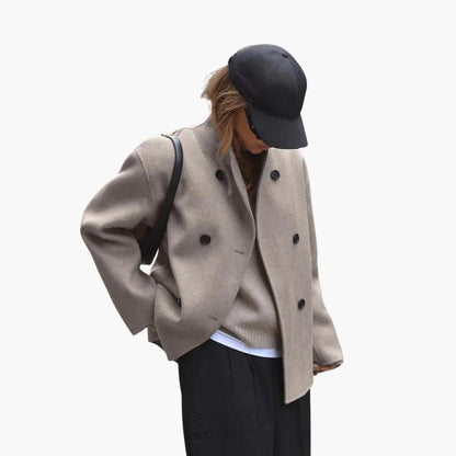 Inès - Manteau d’hiver femme court croisé oversize chic et chaud