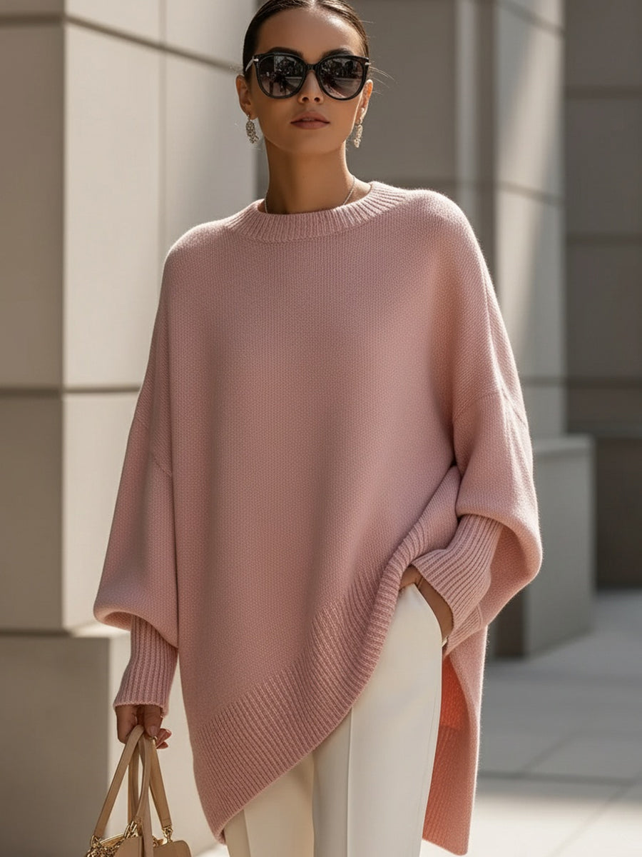 Inès - Pull Femme Oversize d'Automne en Maille avec Col Montant