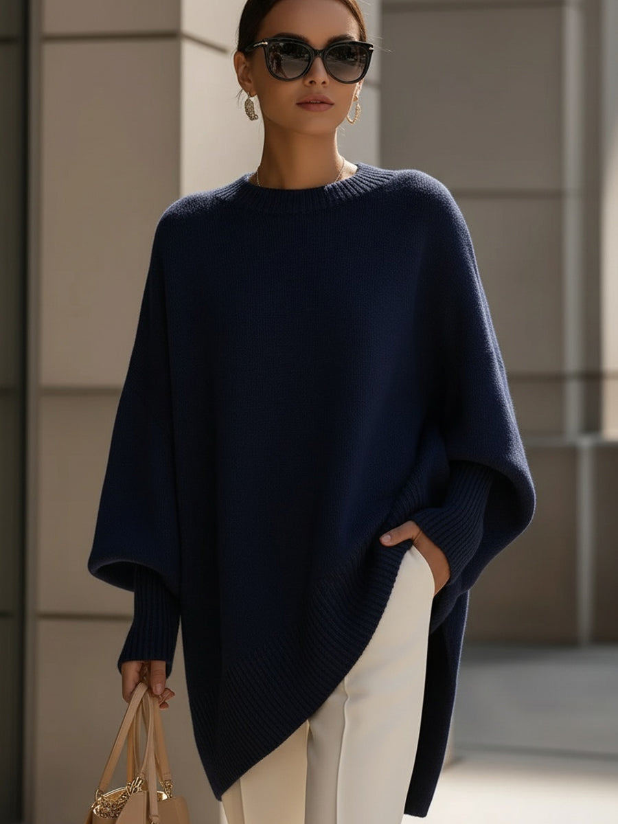 Inès - Pull Femme Oversize d'Automne en Maille avec Col Montant