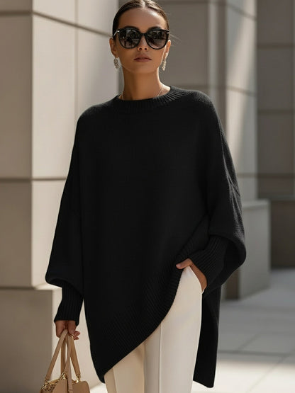 Inès - Pull Femme Oversize d'Automne en Maille avec Col Montant