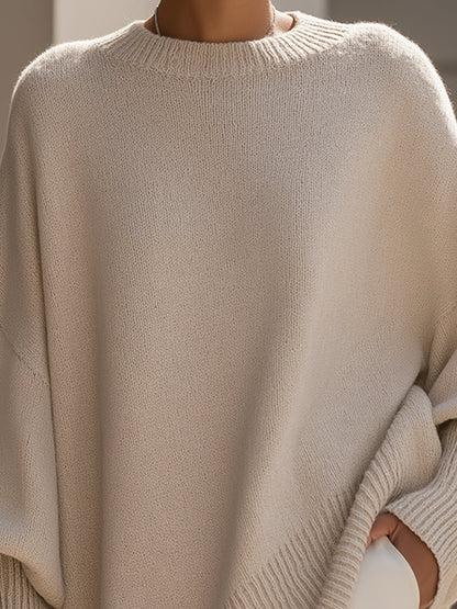Inès - Pull Femme Oversize d'Automne en Maille avec Col Montant