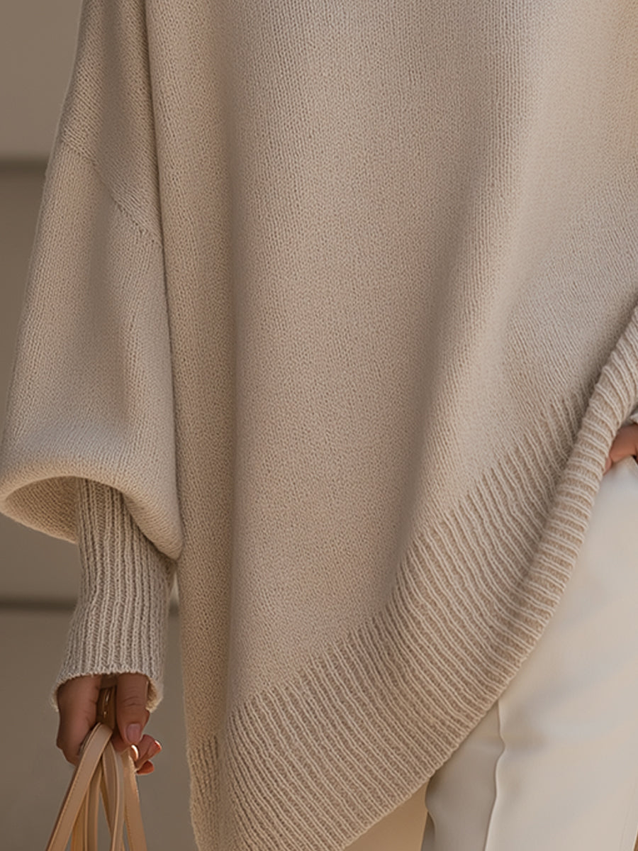 Inès - Pull Femme Oversize d'Automne en Maille avec Col Montant