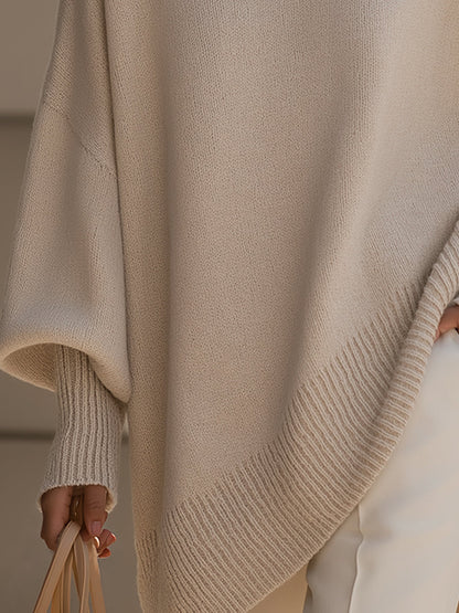 Inès - Pull Femme Oversize d'Automne en Maille avec Col Montant