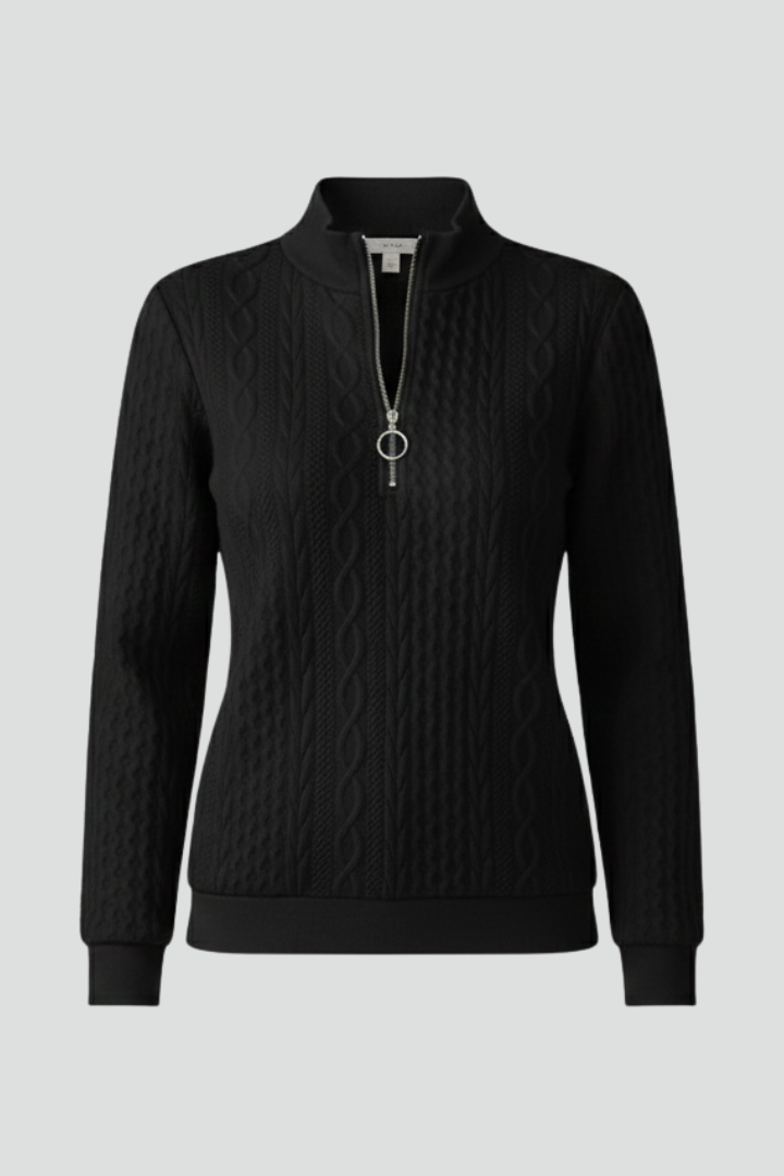 Inès - Pull Femme en Maille Style pour l'Automne avec Col Zippé