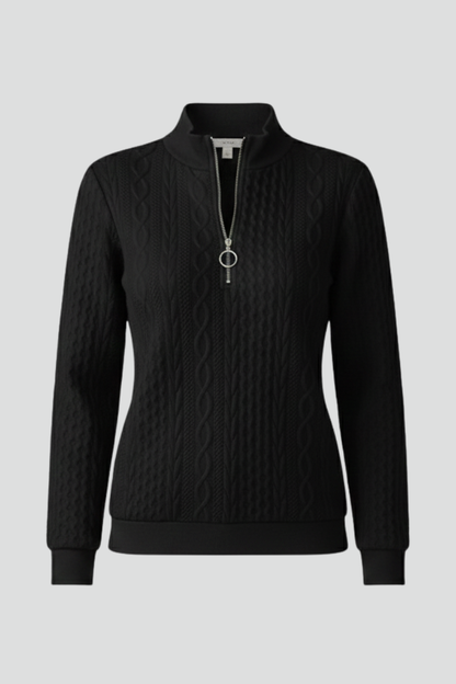 Inès - Pull Femme en Maille Style pour l'Automne avec Col Zippé