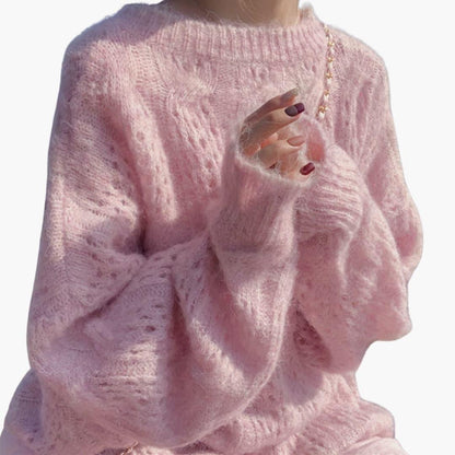 Inès - Pull femme oversize long en maille doux et chaud pour l'hiver