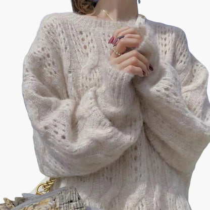 Inès - Pull femme oversize long en maille doux et chaud pour l'hiver