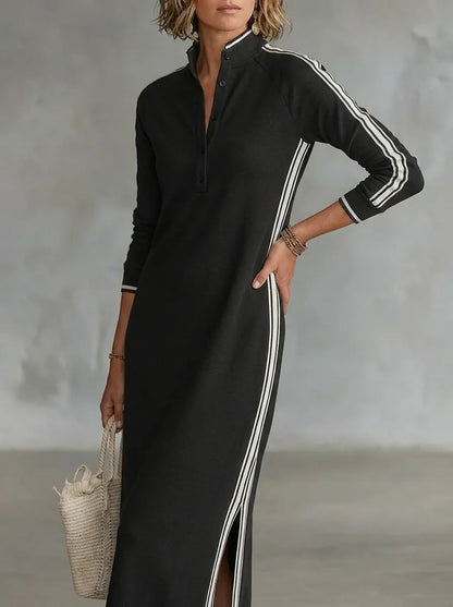Manon - Robe longue femme fluide et fendue à manches longues