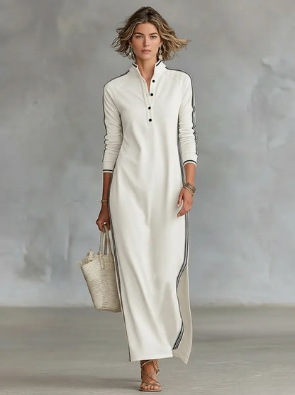 Manon - Robe longue femme fluide et fendue à manches longues