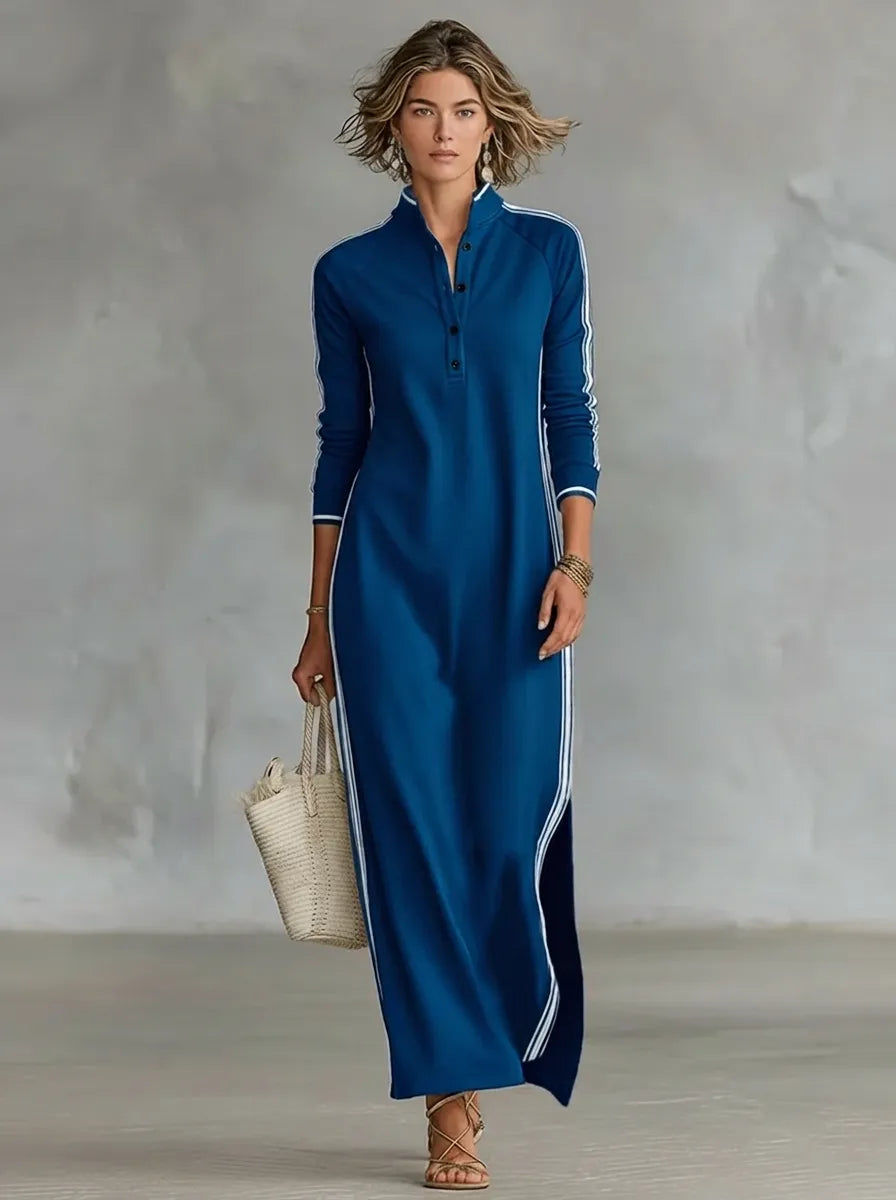 Manon - Robe longue femme fluide et fendue à manches longues