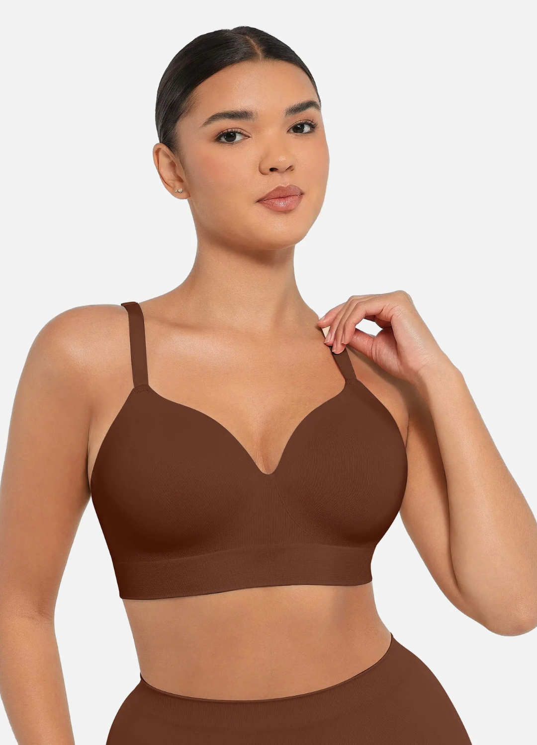 Inès - Soutien-gorge femme push up confortable avec décolleté en V au quotidien